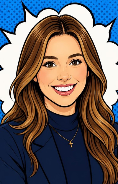 Comic-style portrait of Ella Tower
