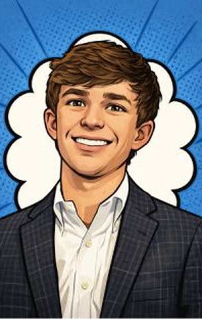 Comic-style portrait of Kyle Luce