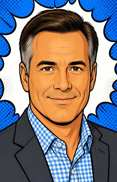 Comic-style portrait of Marc Mirabella
